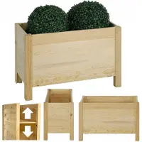 Houten bloembak kruidentuin met verstelbare bodem 40x60x30cm