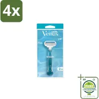 Gillette venus Gillette - Venus Smooth – Rondingvolgende Mesjes – Handvat + 2 Navulmesjes - Voordeelverpakking - 4 stuks - Scheermesje vrouw - Huidbescherming