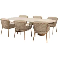 4 Seasons Outdoor Colorado Martinique dining tuinset 240x105xH75 cm 7 delig keramiek amber