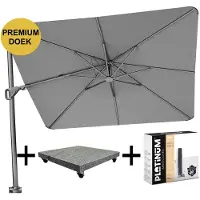 Platinum Nexus T2 premium zweefparasol 300x300 cm Manhattan met parasolvoet 90kg en hoes