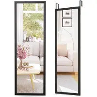 Costway Wandspiegel, full-body spiegel met in hoogte verstelbare ophanghaken, deurspiegel, onbreekbaar, garderobespiegel, hangspiegel, gangspiegel, spiegel voor slaapkamer en woonkamer, 107 x 36,5 cm,
