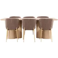 Ebuy24 Olivia eethoek tafel 100x210cm en 6 teddy stoelen naturel.