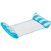 Eddy Toys Luchtbed Zwembad – Luchtmatras Zwembad Volwassenen vanaf 14 jaar – Opblaasbed met Hoofd- en Voetrol – Tot 80 kg – Voor Ondiep Water – Inclusief Reparatiepatch - Blauw