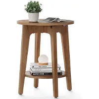 Vasagle Ronde bijzettafel met onderblad, Honing bruin