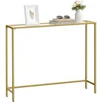 Vasagle Bijzettafel van gehard glas, Licht goud + transparant / 20 x 100 x 80 cm