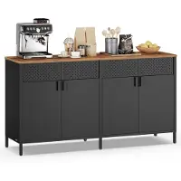 Songmics Metalen opbergkast met dubbele deur en verstelbare plank, Inktzwart-vintage bruin / 40 x 141 x 76 cm