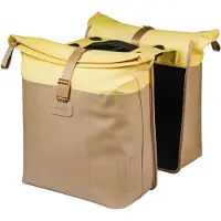 Basil Vive - Dubbele fietstas - 28-35 liter - Incl. MIK adapterplaat - Waterdicht - Reflectie details - Gerecycled materiaal - geel/zand