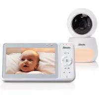 Alecto Babyfoon met Camera - Pro Collection - HD Camera - Groot 5 inch Scherm - Op afstand bestuurbaar - Uitbreidbaar tot 4 camera's - Nachtlampje - DVM2050 - Wit