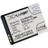 123accu Vivitar BL-4C / C4C50T / C4C08T accu (900 mAh, huismerk)