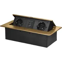 ORNO Pop-up Stekkerdoos - Verdeelstekker met 2 stopcontacten - Stekkerblok met USB A & C - Inbouw Verdeeldoos zonder kabel - Messing