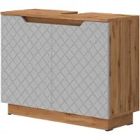 Vicco Lotta Wastafelonderkast – 79.6 x 62.1 cm met 2 deuren Eiken/grijs met tegelstructuur