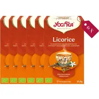 Yogi tea Licorice Bio - Biologische Kruidenthee met Zoethout, Kaneel en Gember voor Een Zoete en Kruidige Smaak - Tray van 6 Stuks