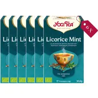 Yogi tea Licorice Mint - Biologische Kruidenthee met Zoethout, Munt en Kaneel voor Een Verfrissende en Zoete Smaak - Tray van 6 Stuks