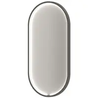 Ink SP34 Spiegel Ovaal In Kader 40x80cm Directe En Indirecte LED - Geborsteld Metal Black - Aluminium, Glas - Ovaal - Spiegels, Badkamerspiegels - 8718835387891