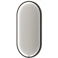 Ink SP34 Spiegel Ovaal In Kader 40x80cm Directe En Indirecte LED - Mat Zwart - Aluminium, Glas - Ovaal - Spiegels, Badkamerspiegels - 8718835387846