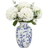DK Design Chinese vaas Asian - blauw - porselein - D21 x 32 cm - bloemenvaas