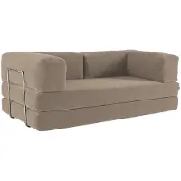 Sweeek Vintage slaapbank driezits in corduroy met chromen frame Taupe