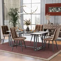 MODFU Eetkamerstoel set van 4, fluweel, metalen poten, modern gestoffeerd ontwerp