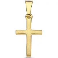 New Bling 9NBG-1002 - - Massief kruis hanger satijn finish - 14kt geelgoud - 20 x 9.1 mm