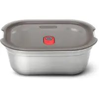 Black+blum Steel Food Box Small - Meal prep - 173x127x65mm - Grijs/Rood