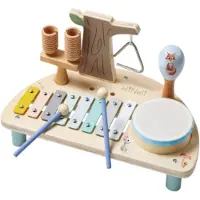 EliNeli Beebie Babbels - Muziektafel - Bos Editie - Muziek Speelgoed - Houten Speelgoed - Speelgoedinstrumenten - Muziekspeelgoed 1 jaar - Met Xylofoon, Triangel en Trommel
