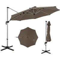 Costway Parasol Ø 330 cm, zweefparasol met zwengel, 360 graden draaibaar, hellingshoek verstelbaar, UPF 50+, tuinparasol, terrasparasol, marktscherm voor tuin, terras, balkon