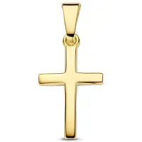 New Bling 9NBG-1004 - - Massief kruis hanger gepolijst - 14kt geelgoud - 19.8 x 9.06 mm