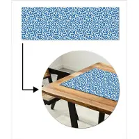 MuchoWow Tafelloper 150x50 cm - Tafelmat vinyl Blauw - Abstract - Bladeren - Patroon - Tafeldecoratie - Tafelversiering - Keuken decoratie - Tafel versiering