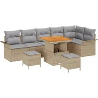 vidaXL Tuinbank Set 9 st 8-Aantal zitplaatsen Beige en Lichtgrijs