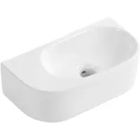 Qeramiq Pure Fontein - 40x22x12cm - Glad - halfrond - zonder kraangat - Keramiek - Wit Glans 8716 LGW(NF)