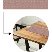 MuchoWow Tafelloper 150x30 cm - Tafelmat vinyl Donkerblauw - Roze - Patroom - Symmetrisch - Tafeldecoratie - Tafelversiering - Keuken decoratie - Tafel versiering
