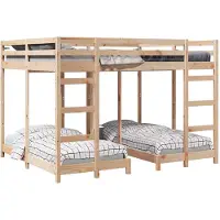 vidaXL Drievoudig Stapelbedframe Bruin 160 x 200 cm Massief grenenhout