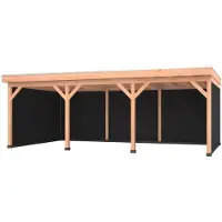 Westwood Douglas overkapping, 750 x 400, met zwarte achterwand en twee zijwanden, Comfort Plus