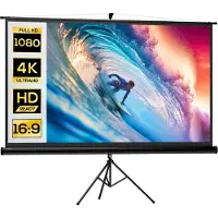 HOMCOM Projectiescherm-Kunststof, Metaal-235,8L x 8B x 136H cm-Wit