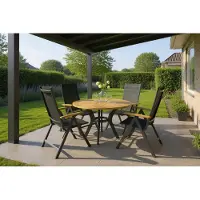 Hartman Napoli/South Wales ronde verstelbare aluminium tuinset Ø120 cm. - Teak