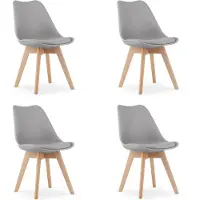 Leobert Set van 4 Stoelen MARK – Grijs, Beukenhouten Poten, Kunststof Zitting met Kunstlederen Kussen, Strak Design, Ergonomisch, Geschikt voor Keuken, Eetkamer, Kantine en Werkruimte, Max. 120 kg