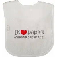 Funnies Witte slab met "Ik hou van papa's, daarom heb ik er 2"