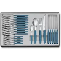 Victorinox Swiss Modern 6.9096.12W2.24, 24-delige bestekset met steakmes, blauw