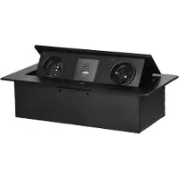ORNO Stekkerdoos met USB - Pop up stekkerblok met 2 stopcontacten en USB-A & USB-C - Inbouw Verdeelstekker met RVS afwerking - Verdeelstekker zonder kabel - voor max. 3680 Watt - Penaarde - Zwart