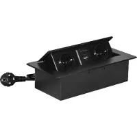 ORNO Pop-up Stekkerdoos - 2 stopcontacten - USB A & C - Inbouw Stekkerblok met 1.5 meter kabel - Zwart