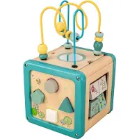 Playwood Houten Motoriek Activiteiten Kubus met kralenframe groen