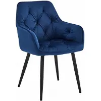Leobert Chaise - - Jork - Fluwelen fauteuil in marineblauw met zwarte poten