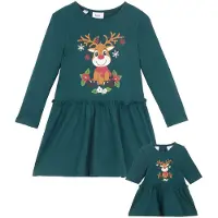 Bonprix Jersey meisjes jurk en poppenjurk van biologisch katoen (2-dlg. set) maat 92/98