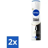 Nivea 2 x Deodorant Spray Black & White Silky Smooth 150 ml - Anti-vlekken - 72 Uur Bescherming - Deodorant Spray - Zwart-wit - Huidverzorging