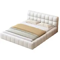 OKWISH : Gestoffeerd bed, dagbed, kinderbed 90x200 cm, uitschuifbed met opklapbaar bed 90x190 cm, met lattenbodem, fluweel, beige, zonder matras
