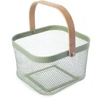 Orion Groenachtige metalen opbergmand 27x24,5x17,5 cm