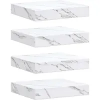 vidaXL Wandplank 4 st Wit Marmer 23 x 23,5 x 3,8 cm Bewerkt hout