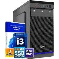 GMR Intel Ultra Compleet Desktop PC | Intel Core i3 | 16 GB RAM | 512GB SSD M.2 | DVD+RW | Windows 11 Pro | Business Office Multimedia Computer