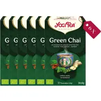 Yogi tea Green Chai - Biologische Groene Thee met Kaneel, Kardemom en Pepermunt voor Een Verkwikkende Chai-ervaring - Tray van 6 Stuks