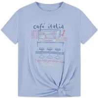 Abercrombie & Fitch jersey T-shirt lichtblauw Meisjes Katoen Ronde hals - maat 146-152